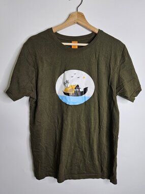 The Bombay Company Graphic Tee Short Sleeves Green Men’s L Vintage Casual Cotton